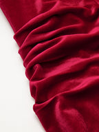 Velvet Mock Neck Ruched Sleeveless Dress