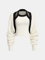 Color-Block Cutout Ribbed Sweater Set