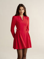 V-Neck Bow Detail Mini Dress