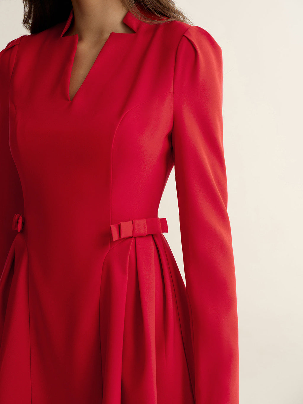 V-Neck Bow Detail Mini Dress