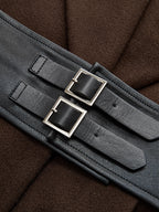Oversized Collar Tweed Long Coat with Wide Belt