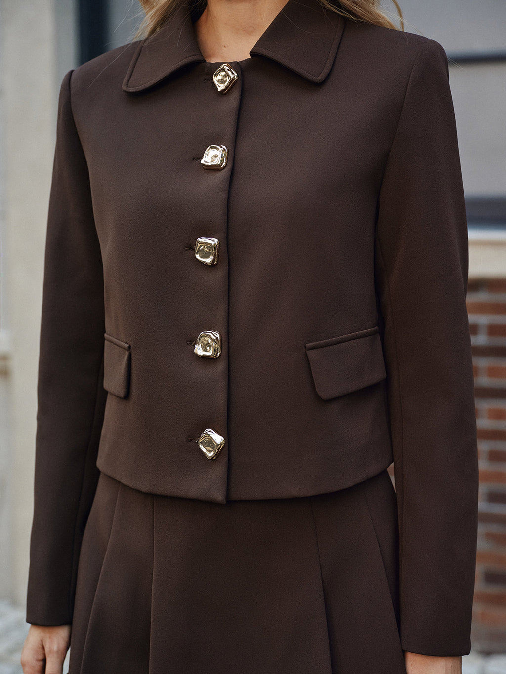 Collared Metal Button Jacket