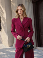 Button-Front Corset & Blazer Two-Piece Set