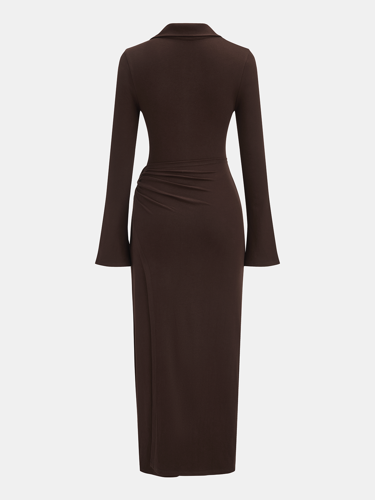 Wrap-Front Maxi Dress with Polo Collar