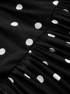 Polka Dot Sheer-Mesh Ruched Maxi Dress