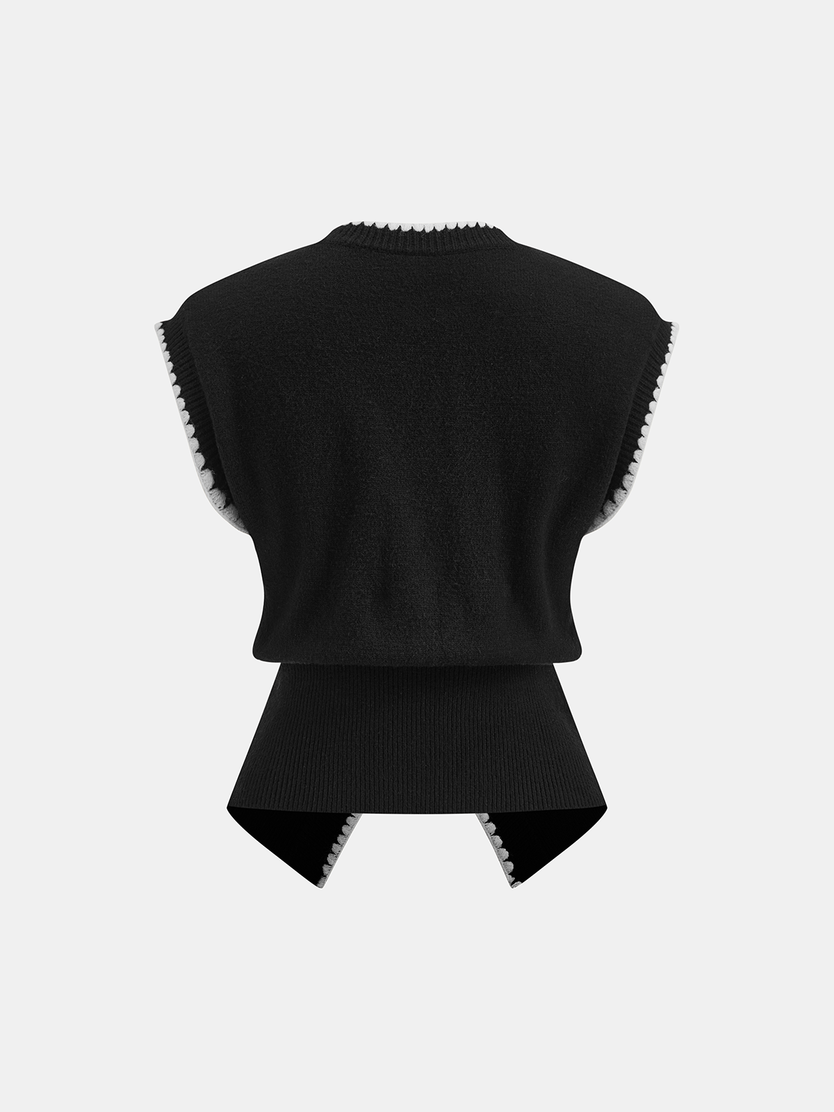 Contrast Trim Sleeveless Knit Vest