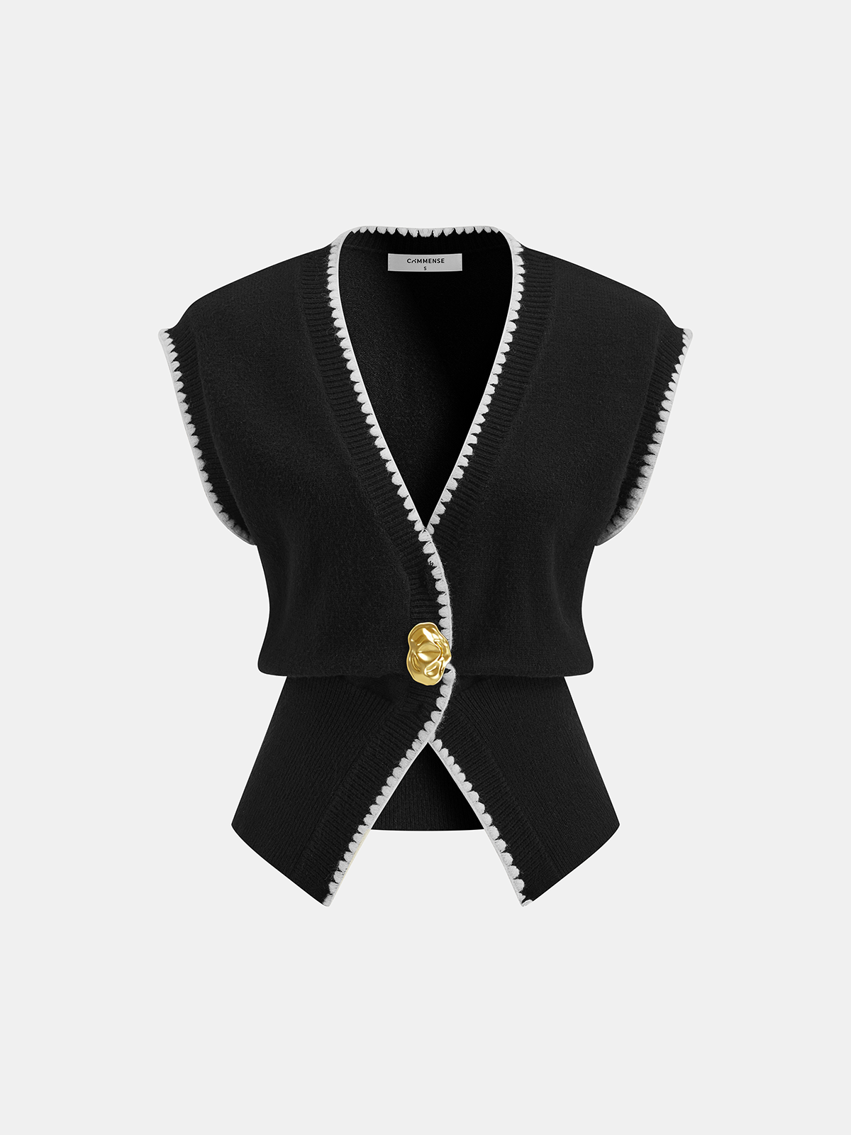 Contrast Trim Sleeveless Knit Vest