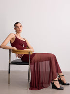 Sheer Hem Cami Maxi Dress