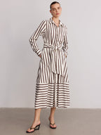 Belted Striped Shirt Dress