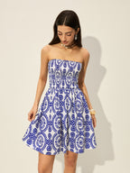 Strapless Floral Print Dress