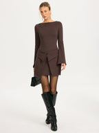 2 in 1 Wrap Long-Sleeve Mini Dress