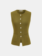 Knit Vest & Elastic Waistband Pants Set