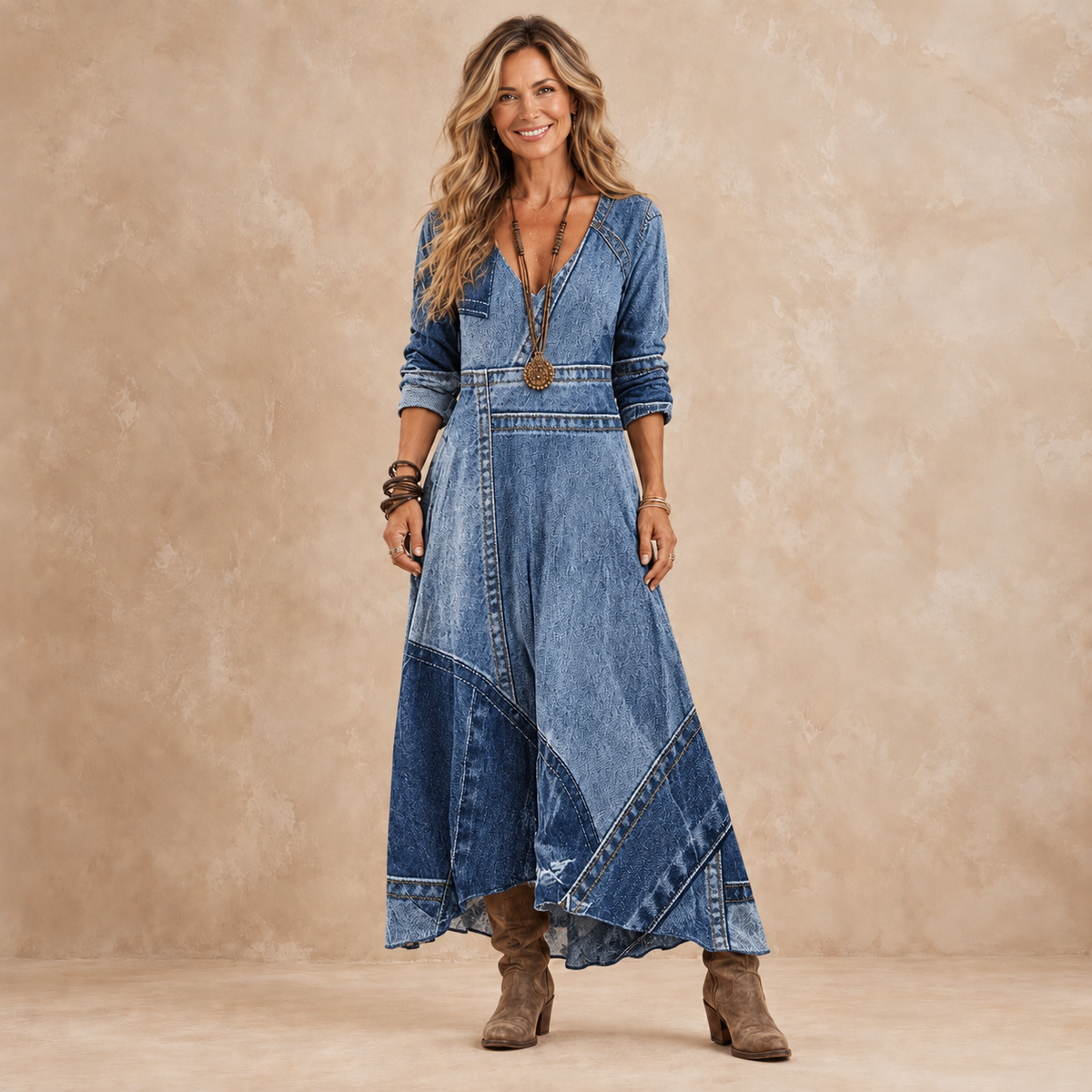 Harper | Denim-Inspired Maxi Dress