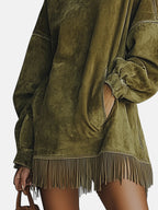 Sheri | Cozy Suede Fringe Dress