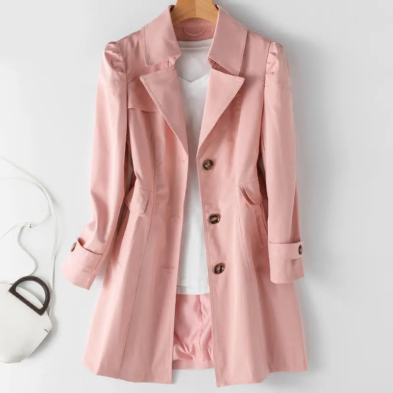 Lena Vaughn Open-Collar Trench Coat