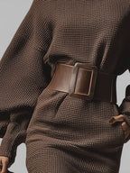 CLÉA | Short Knit Dress with Structured Belt