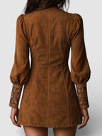 Lunori™ | Embroidered Mini Suede Dress