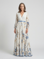 Lavinia | Long Sleeve V Neck Floral Maxi Dress