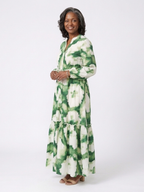 Sabine | Long Sleeve Tie Waist Tiered Maxi Dress