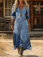 Harper | Denim-Inspired Maxi Dress