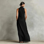 Marina Loose-Fitting Long Dress with High Neck