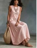 Daniela Midi Bohemian Dress with Dragonfly Print